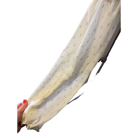 Democracy White Three Quarter Blouson Sleeve Wide V Neck Top SZ Large - Picture 5 of 7